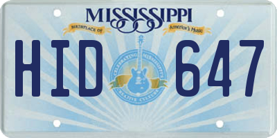 MS license plate HID647