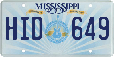 MS license plate HID649