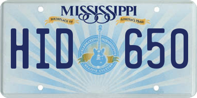 MS license plate HID650