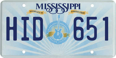 MS license plate HID651