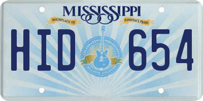 MS license plate HID654