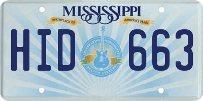 MS license plate HID663