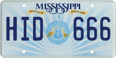 MS license plate HID666