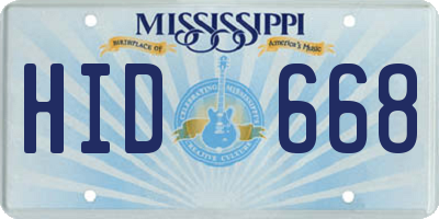 MS license plate HID668