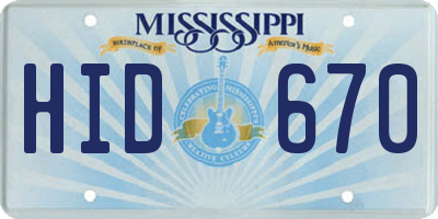 MS license plate HID670