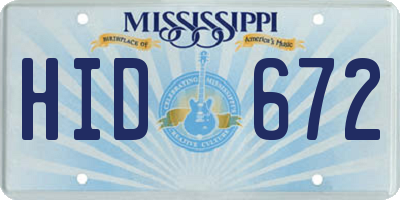 MS license plate HID672