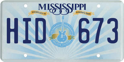 MS license plate HID673