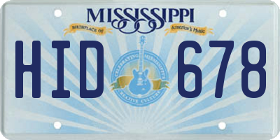MS license plate HID678