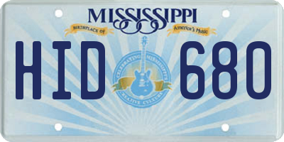 MS license plate HID680