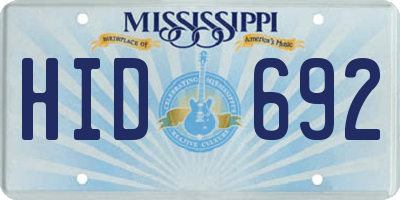 MS license plate HID692