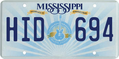 MS license plate HID694