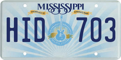 MS license plate HID703