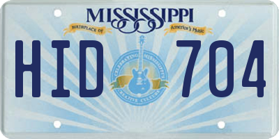 MS license plate HID704