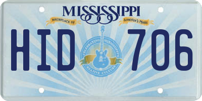 MS license plate HID706