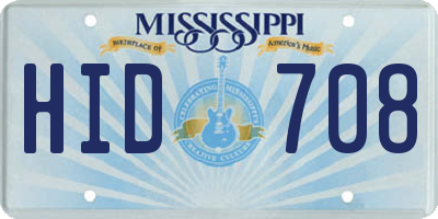 MS license plate HID708