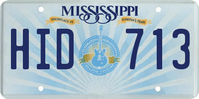 MS license plate HID713