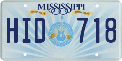 MS license plate HID718