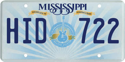 MS license plate HID722