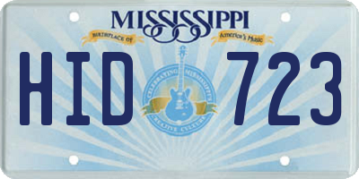 MS license plate HID723