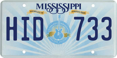 MS license plate HID733