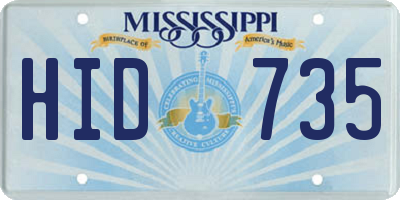 MS license plate HID735