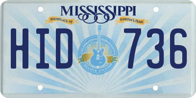 MS license plate HID736