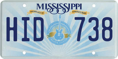 MS license plate HID738