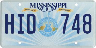 MS license plate HID748