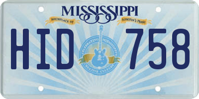 MS license plate HID758