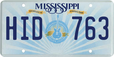 MS license plate HID763