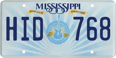 MS license plate HID768