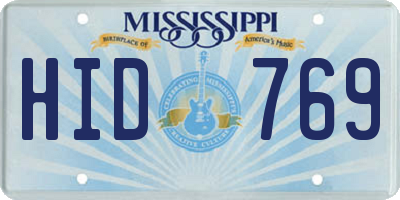 MS license plate HID769