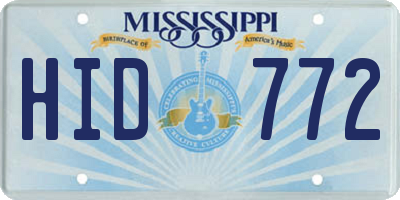 MS license plate HID772