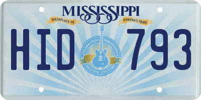 MS license plate HID793