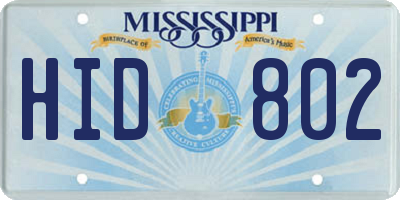 MS license plate HID802