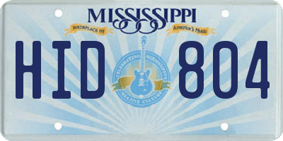MS license plate HID804