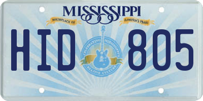 MS license plate HID805