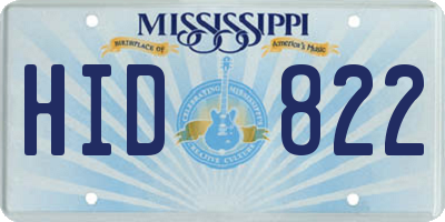 MS license plate HID822