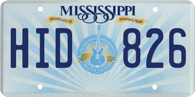 MS license plate HID826