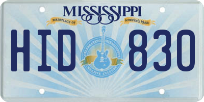 MS license plate HID830