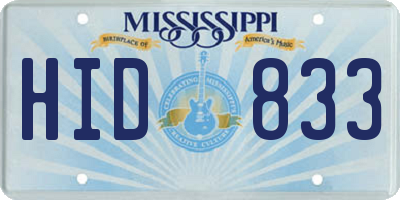 MS license plate HID833