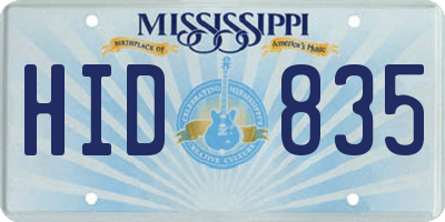 MS license plate HID835