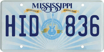 MS license plate HID836