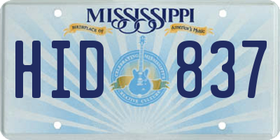 MS license plate HID837