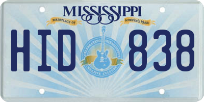 MS license plate HID838