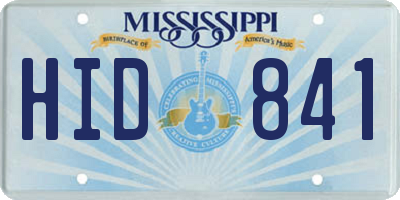MS license plate HID841