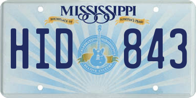 MS license plate HID843