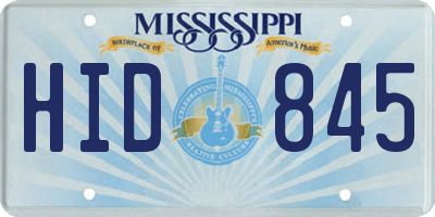 MS license plate HID845