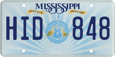 MS license plate HID848