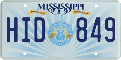 MS license plate HID849